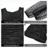 image:imageRolanko Girls Ruched Bodycon Dress Square Neck Long Sleeve Swiss Dot Mesh Mini Dress for Tweens TeensBlack