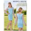 image:imageRolanko Girls Ruched Bodycon Dress Square Neck Long Sleeve Swiss Dot Mesh Mini Dress for Tweens TeensLightblue