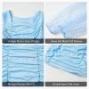 image:imageRolanko Girls Ruched Bodycon Dress Square Neck Long Sleeve Swiss Dot Mesh Mini Dress for Tweens TeensLightblue