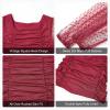 image:imageRolanko Girls Ruched Bodycon Dress Square Neck Long Sleeve Swiss Dot Mesh Mini Dress for Tweens TeensMaroon