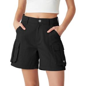 image:imageRolanko Girls Cargo Short Cotton Baggy Kids Summer Shorts with Pockets for Casual School Travel Hiking 915 YearsBlack