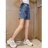image:imageRolanko Girls Jean Shorts Wide Leg Straight Denim Shorts Elastic Waist Kids Shorty Summer Short with Pocket ColorHeart 1416