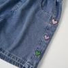 image:imageRolanko Girls Jean Shorts Wide Leg Straight Denim Shorts Elastic Waist Kids Shorty Summer Short with Pocket ColorHeart 1416