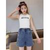 image:imageRolanko Girls Jean Shorts Wide Leg Straight Denim Shorts Elastic Waist Kids Shorty Summer Short with Pocket ColorHeart 1416