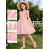 image:imageRolanko Girls Ruffle Sleeve Dress Square Neck Hollow Out Eyelet A Line Beach Vacation Summer Sundress 511YPink