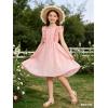 image:imageRolanko Girls Ruffle Sleeve Dress Square Neck Hollow Out Eyelet A Line Beach Vacation Summer Sundress 511YPink