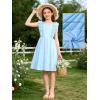 image:imageRolanko Girls Ruffle Sleeve Dress Square Neck Hollow Out Eyelet A Line Beach Vacation Summer Sundress 511YSkyblue