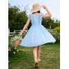 image:imageRolanko Girls Ruffle Sleeve Dress Square Neck Hollow Out Eyelet A Line Beach Vacation Summer Sundress 511YSkyblue