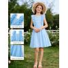 image:imageRolanko Girls Ruffle Sleeve Dress Square Neck Hollow Out Eyelet A Line Beach Vacation Summer Sundress 511YSkyblue