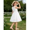 image:imageRolanko Girls Ruffle Sleeve Dress Square Neck Hollow Out Eyelet A Line Beach Vacation Summer Sundress 511YWhite