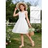 image:imageRolanko Girls Ruffle Sleeve Dress Square Neck Hollow Out Eyelet A Line Beach Vacation Summer Sundress 511YWhite
