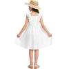 image:imageRolanko Girls Ruffle Sleeve Dress Square Neck Hollow Out Eyelet A Line Beach Vacation Summer Sundress 511YWhite