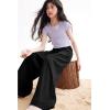 image:imageRolanko Girls Wide Leg Pants Flowy Palazzo Pants for Girls Kids Linen Trousers Loose Fit Casual Beach Travel 615YBlack