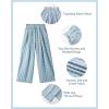 image:imageRolanko Girls Wide Leg Pants Flowy Palazzo Pants for Girls Kids Linen Trousers Loose Fit Casual Beach Travel 615YBlueplaid