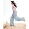image:imageRolanko Girls Wide Leg Pants Flowy Palazzo Pants for Girls Kids Linen Trousers Loose Fit Casual Beach Travel 615YBlueplaid