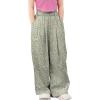 image:imageRolanko Girls Wide Leg Pants Flowy Palazzo Pants for Girls Kids Linen Trousers Loose Fit Casual Beach Travel 615YGreenfloral