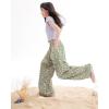 image:imageRolanko Girls Wide Leg Pants Flowy Palazzo Pants for Girls Kids Linen Trousers Loose Fit Casual Beach Travel 615YGreenfloral