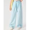 image:imageRolanko Girls Wide Leg Pants Flowy Palazzo Pants for Girls Kids Linen Trousers Loose Fit Casual Beach Travel 615YGreenplaid