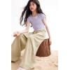 image:imageRolanko Girls Wide Leg Pants Flowy Palazzo Pants for Girls Kids Linen Trousers Loose Fit Casual Beach Travel 615YKhaki