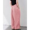 image:imageRolanko Girls Wide Leg Pants Flowy Palazzo Pants for Girls Kids Linen Trousers Loose Fit Casual Beach Travel 615YPink