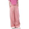 image:imageRolanko Girls Wide Leg Pants Flowy Palazzo Pants for Girls Kids Linen Trousers Loose Fit Casual Beach Travel 615YPink