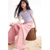 image:imageRolanko Girls Wide Leg Pants Flowy Palazzo Pants for Girls Kids Linen Trousers Loose Fit Casual Beach Travel 615YPink