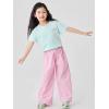 image:imageRolanko Girls Wide Leg Pants Flowy Palazzo Pants for Girls Kids Linen Trousers Loose Fit Casual Beach Travel 615YPinkplaid