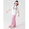 image:imageRolanko Girls Wide Leg Pants Flowy Palazzo Pants for Girls Kids Linen Trousers Loose Fit Casual Beach Travel 615YPinkplaid
