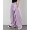 image:imageRolanko Girls Wide Leg Pants Flowy Palazzo Pants for Girls Kids Linen Trousers Loose Fit Casual Beach Travel 615YPurple