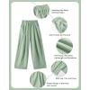 image:imageRolanko Girls Wide Leg Pants Flowy Palazzo Pants for Girls Kids Linen Trousers Loose Fit Casual Beach Travel 615YSagegreen