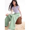image:imageRolanko Girls Wide Leg Pants Flowy Palazzo Pants for Girls Kids Linen Trousers Loose Fit Casual Beach Travel 615YSagegreen