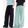 image:imageRolanko Girls Wide Leg Pants Flowy Palazzo Pants for Girls Kids Linen Trousers Loose Fit Casual Beach Travel 615YSeablue