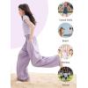 image:imageRolanko Girls Wide Leg Pants Flowy Paperbag Summer Palazzo Trousers with Pockets Kids Linen Pants Purple 67