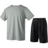 image:imageRolanko Boys TShirt and Shorts Summer Outfit Set Kids Cooling Short Sleeve Rash Guard and Shorts With Pockets SportsGraysuit
