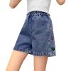 image:imageRolanko Girls Jean Shorts Wide Leg Baggy Denim Shorts Elastic Waist Kids Shorty Summer Short with Pocket 614 YearsColorheart