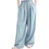 image:imageRolanko Girls Wide Leg Pants Flowy Palazzo Pants for Girls Kids Linen Trousers Loose Fit Casual Beach Travel 615YBlueplaid