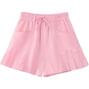 image:imageRolanko Girls Shorts Casual Flowy Summer Short Pants Kids Ruffle Beach Shorts with Pockets 512 YearsPink