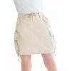image:imageRolanko Girls Cargo Skirt Parachute Shorts Skirt with Pockets Summer Kids Skirt Casual Daily Hiking 513YBeige