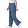 image:imageRolanko Girls Linen Pants Flowy Kids Wide Leg Pants Breathable Loose Palazzo Trousers Beach School Daily Indigo 1415 Years