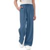 image:imageRolanko Girls Linen Pants Flowy Kids Wide Leg Pants Breathable Loose Palazzo Trousers Beach School Daily Indigo 1415 Years
