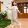 image:imageRolanko Girls Jumpsuit Sleeveless Romper Wide Leg Pants Overalls for Kids Loose Jumpers with Pockets 414 YearsGreenrose