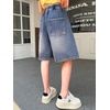 image:imageRolanko Girls Denim Shorts Wide Leg Jean Short Knee Length Baggy Jorts Y2k for Kids School Daily Holiday Streerwear Age 714Bluebase
