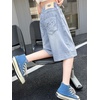 image:imageRolanko Girls Denim Shorts Wide Leg Jean Short Knee Length Baggy Jorts Y2k for Kids School Daily Holiday Streerwear Age 714Heartembroidery