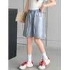 image:imageRolanko Girls Denim Shorts Wide Leg Jean Short Knee Length Baggy Jorts Y2k for Kids School Daily Holiday Streerwear Age 714Rhinestoneribbons