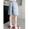image:imageRolanko Girls Denim Shorts Wide Leg Jean Short Knee Length Baggy Jorts Y2k for Kids School Daily Holiday Streerwear Age 714Rhinestoneribbons