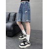 image:imageRolanko Girls Denim Shorts Wide Leg Jean Short Knee Length Baggy Jorts Y2k for Kids School Daily Holiday Streerwear Age 714Ripped