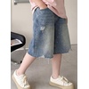 image:imageRolanko Girls Denim Shorts Wide Leg Jean Short Knee Length Baggy Jorts Y2k for Kids School Daily Holiday Streerwear Age 714Rippedrhinestone