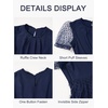 image:imageRolanko Girls Short Puff Sleeve Dress Contrast Mesh Ruffle Crew Neck Elegant Flower Girl Wedding Prom Summer DressNavy