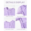 image:imageRolanko Girls Short Puff Sleeve Dress Contrast Mesh Ruffle Crew Neck Elegant Flower Girl Wedding Prom Summer DressPurple
