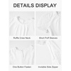 image:imageRolanko Girls Short Puff Sleeve Dress Contrast Mesh Ruffle Crew Neck Elegant Flower Girl Wedding Prom Summer DressWhite